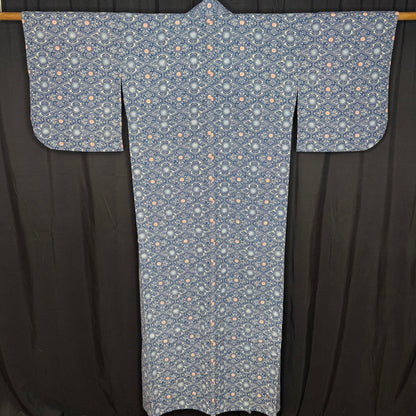 "Pine Lozenge Grid" Vintage Casual Kimono