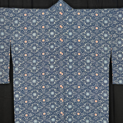 "Pine Lozenge Grid" Vintage Casual Kimono