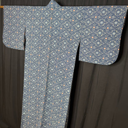 "Pine Lozenge Grid" Vintage Casual Kimono