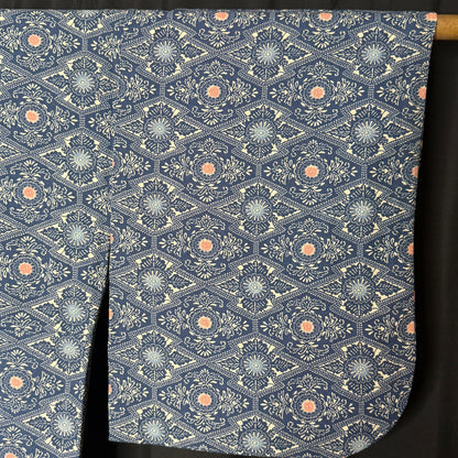 "Pine Lozenge Grid" Vintage Casual Kimono