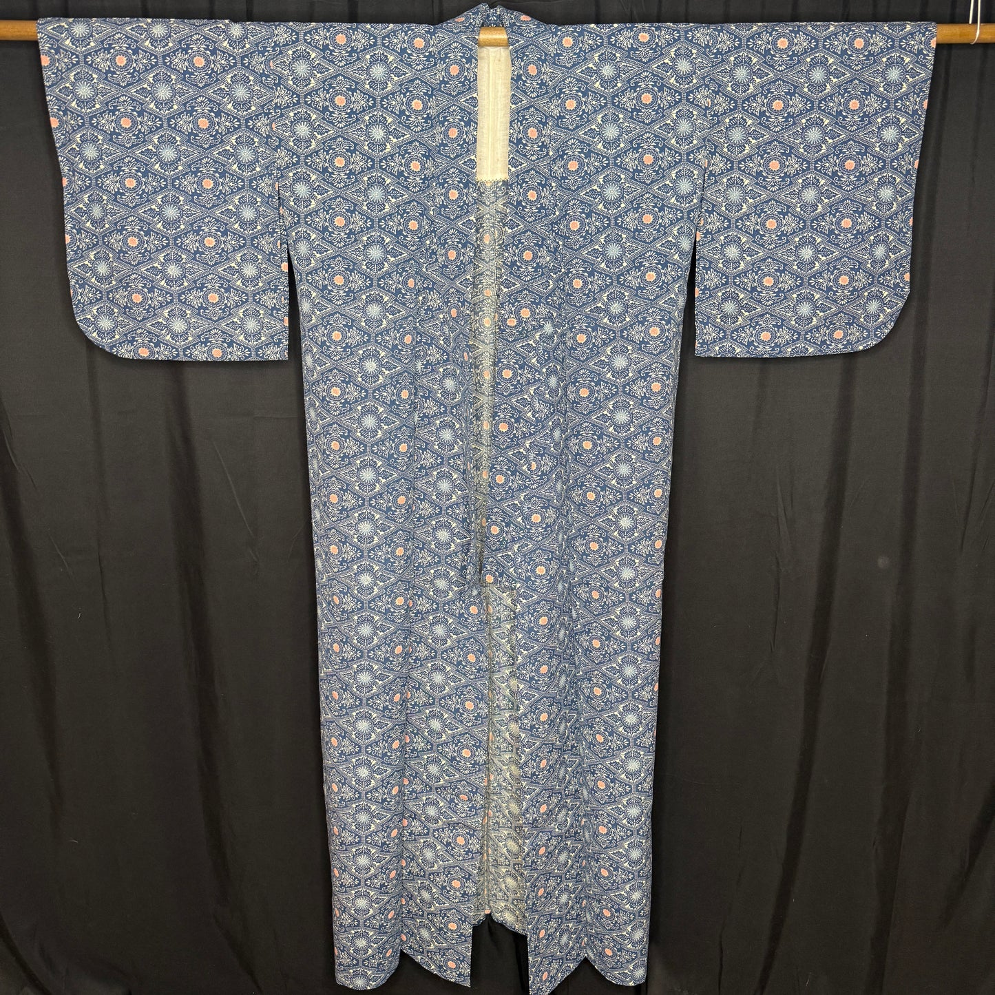 "Pine Lozenge Grid" Vintage Casual Kimono
