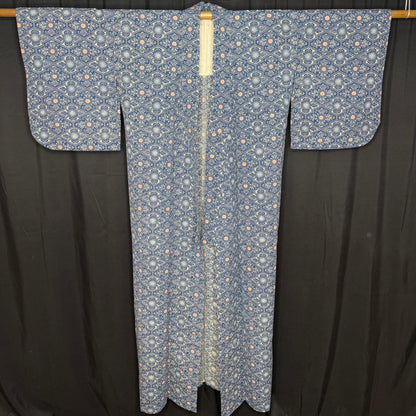 "Pine Lozenge Grid" Vintage Casual Kimono