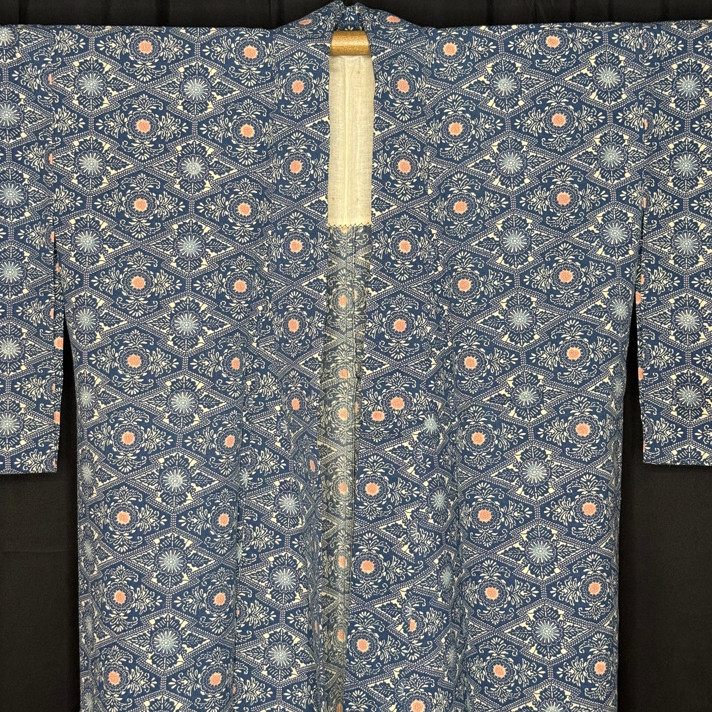 "Pine Lozenge Grid" Vintage Casual Kimono