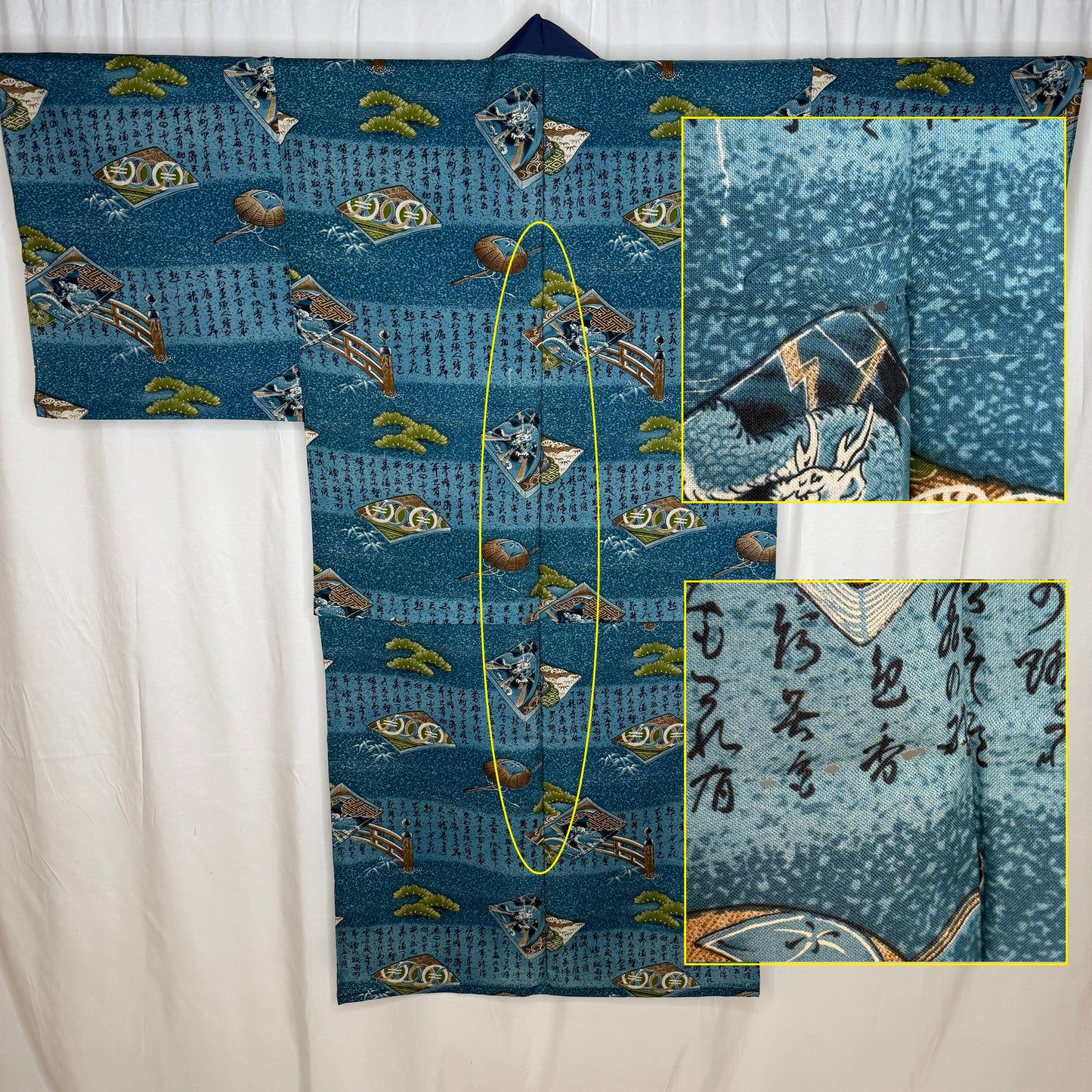 "Pine and Poetry" Man's Juban Underkimono