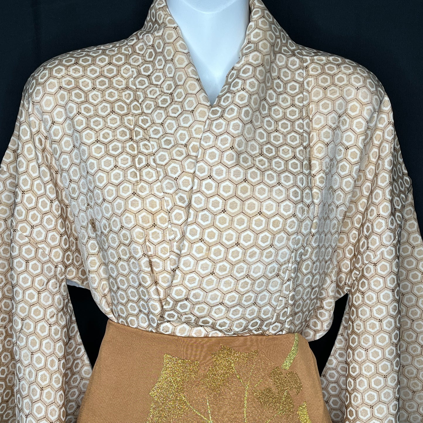 "Honeycomb Grid" Kimono Obi Set