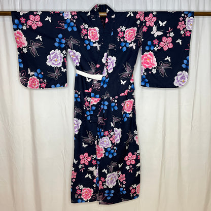 "Midnight Butterfly" Vintage Girl's Yukata