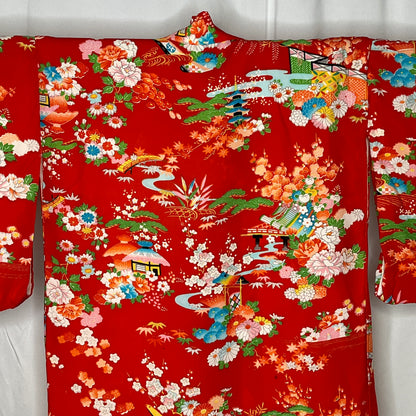 "Red Garden" Vintage Girl's Kimono