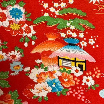 "Red Garden" Vintage Girl's Kimono