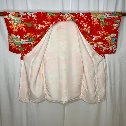 "Red Garden" Vintage Girl's Kimono