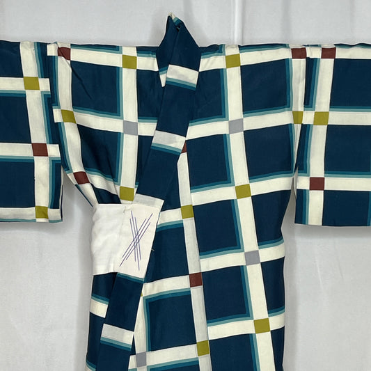 "Square Grid" Vintage Boy's Kimono