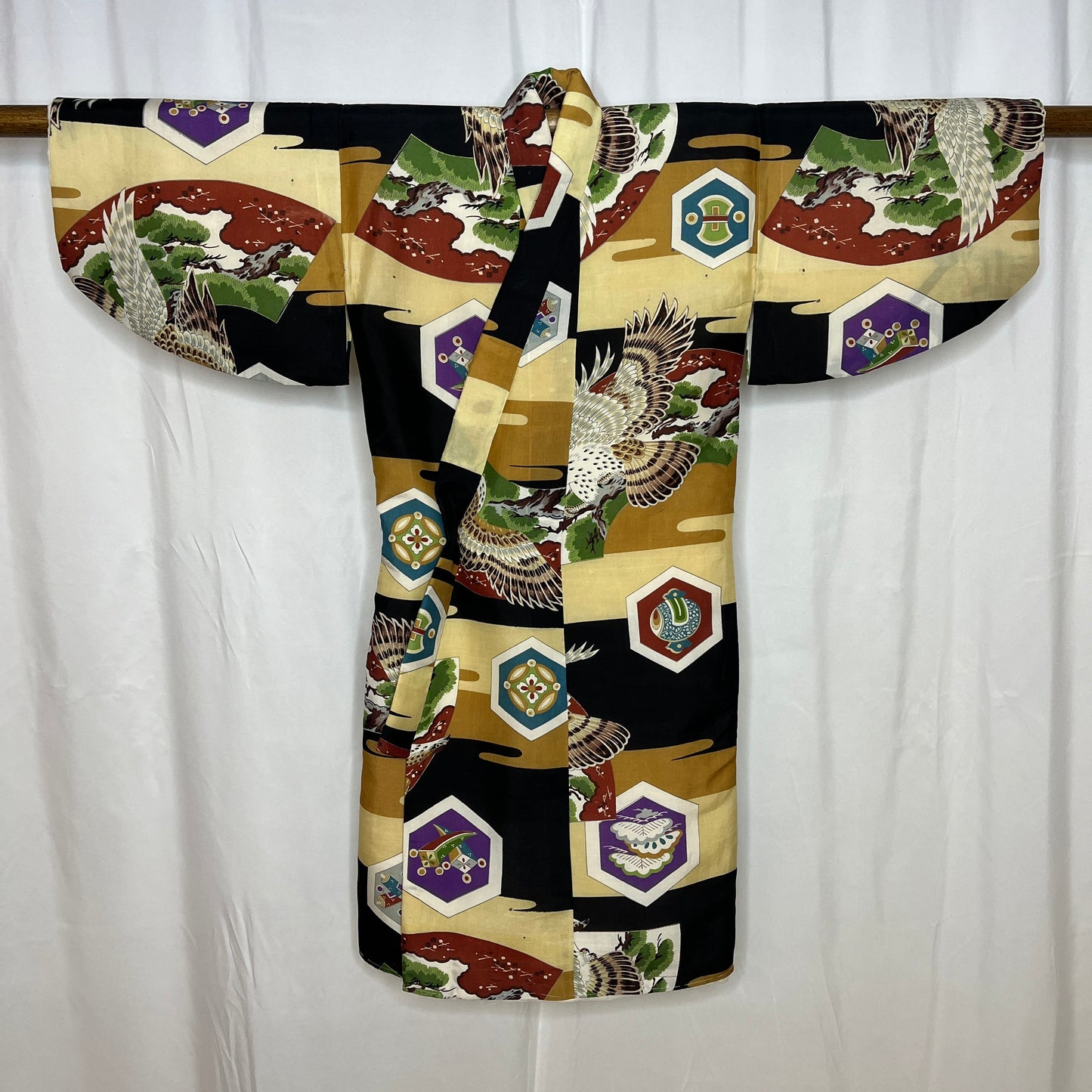 "Padded Hawks" Vintage Boy's Kimono