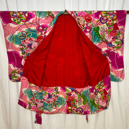 "Bright Temari" Vintage Girl's Kimono