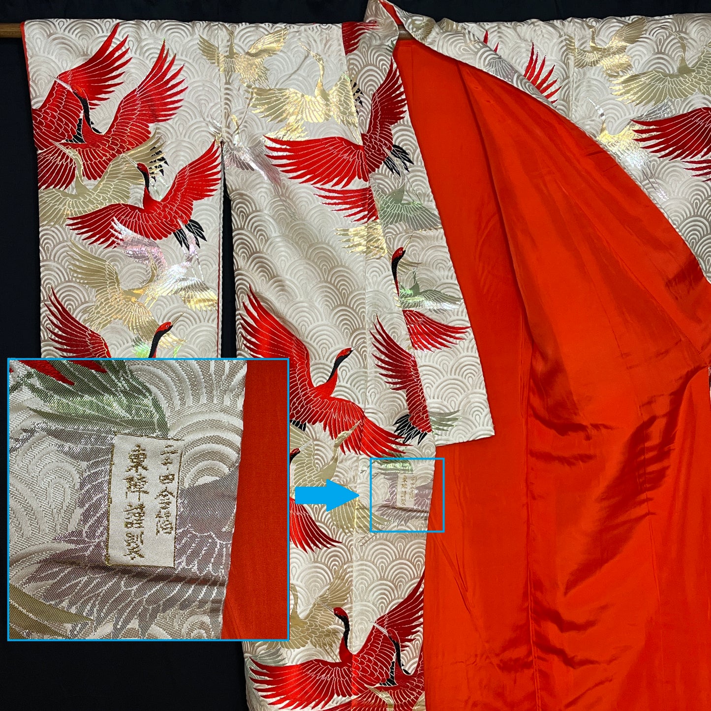 "Seigaiha Cranes" Wedding Kimono (Uchikake)