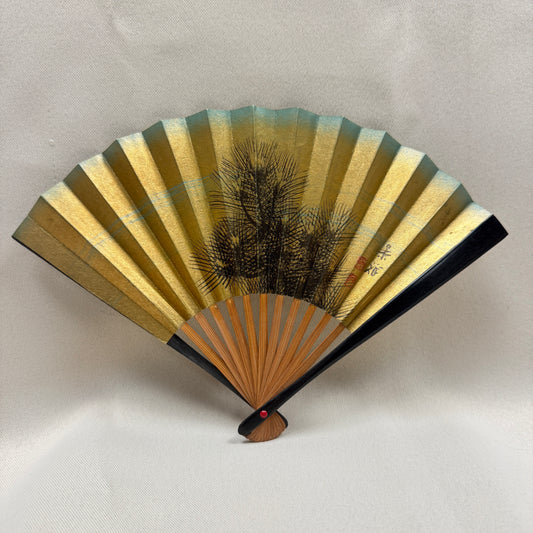 "Inked Pine" Vintage Folding Fan