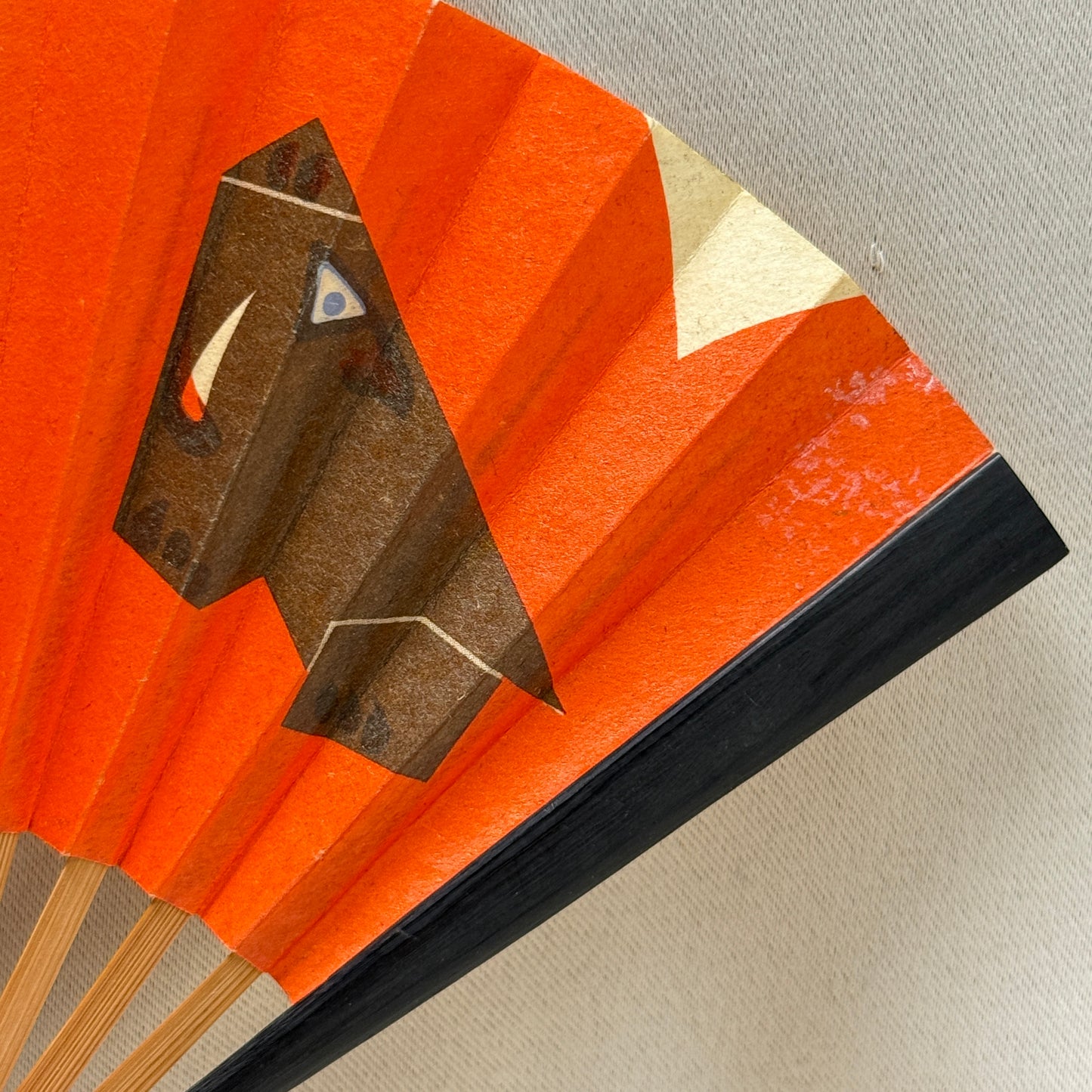 "Year of the Boar" Vintage Folding Fan