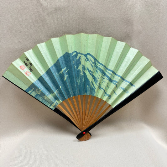 "Blue Fuji" Vintage Folding Fan