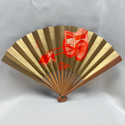 "Ox Cart" Vintage Folding Fan