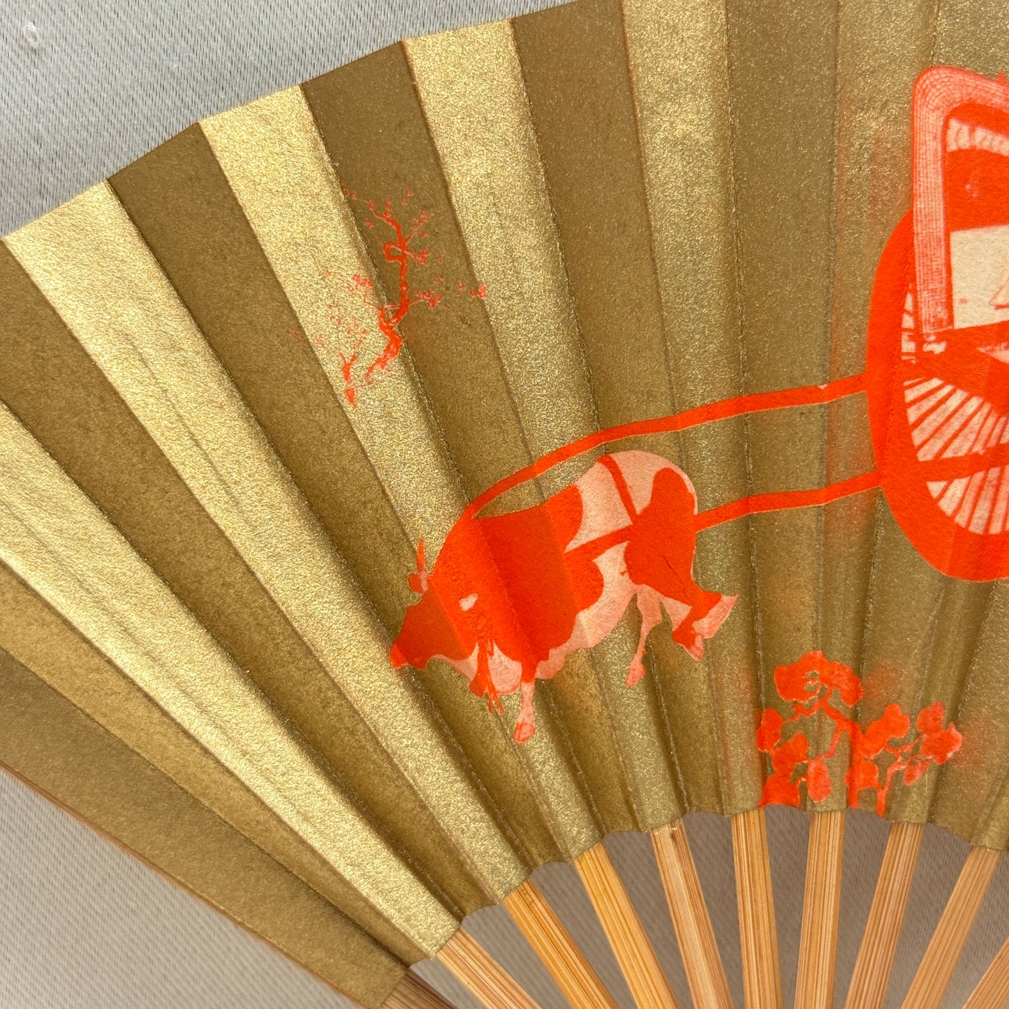 "Ox Cart" Vintage Folding Fan