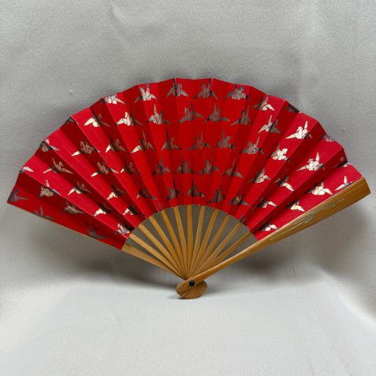 "Golden Cranes" Vintage Folding Fan