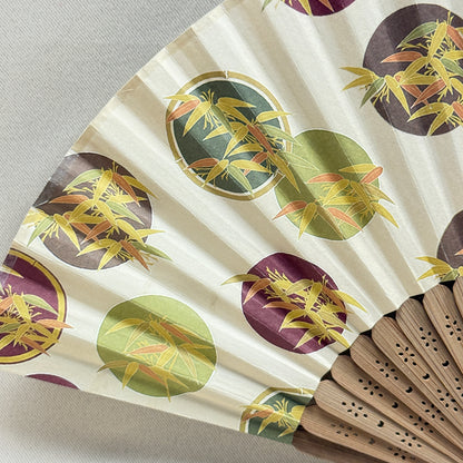 "Bamboo Circles" Vintage Folding Fan