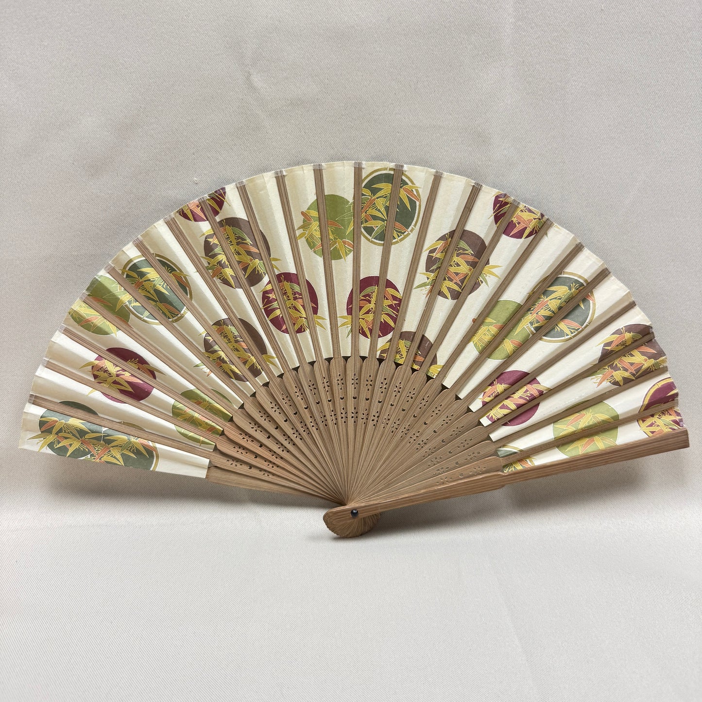"Bamboo Circles" Vintage Folding Fan