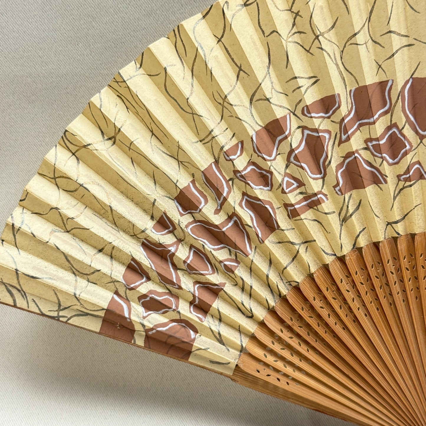 "Woodland Mosaic" Vintage Folding Fan