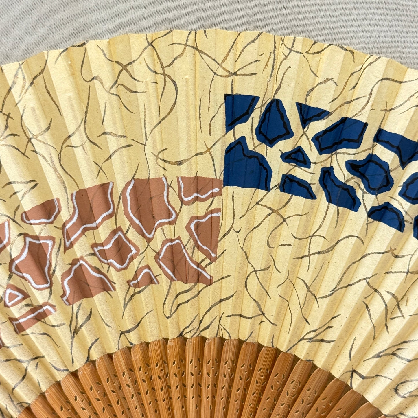 "Woodland Mosaic" Vintage Folding Fan