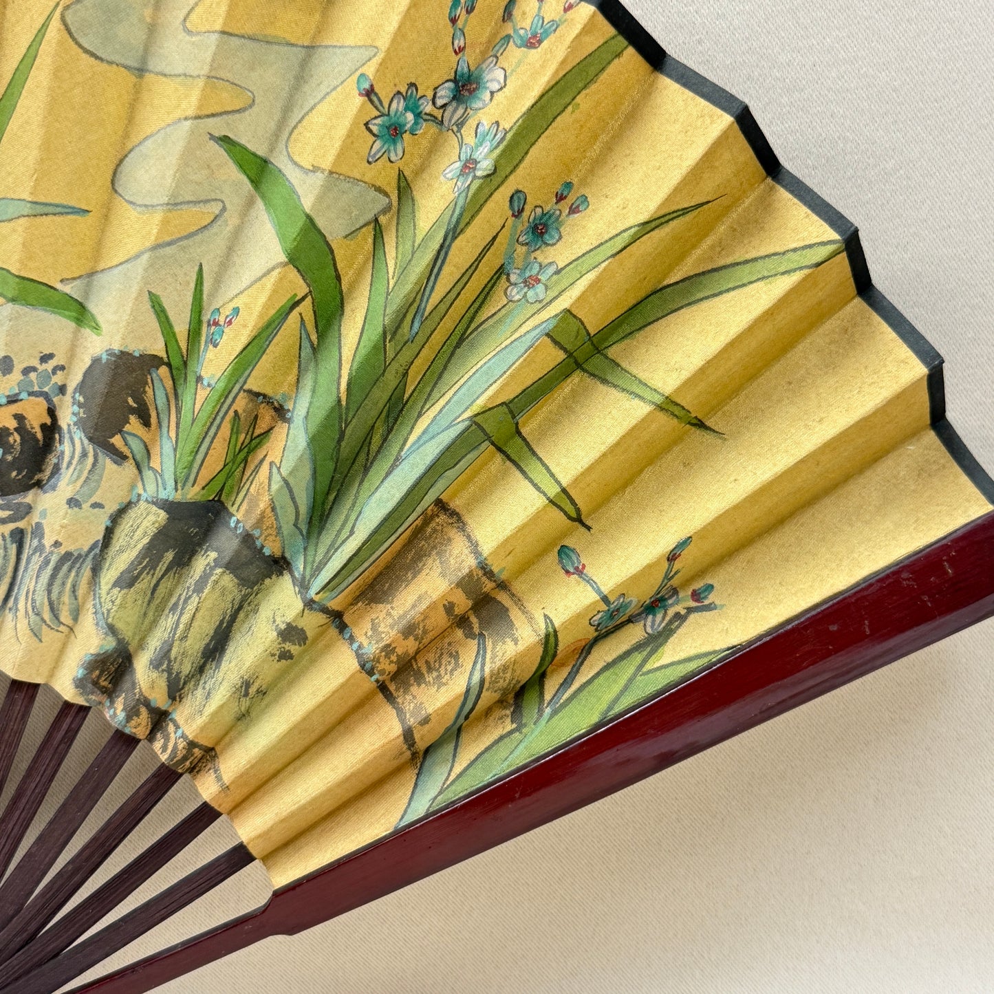 "Garden Stream" Vintage Folding Fan