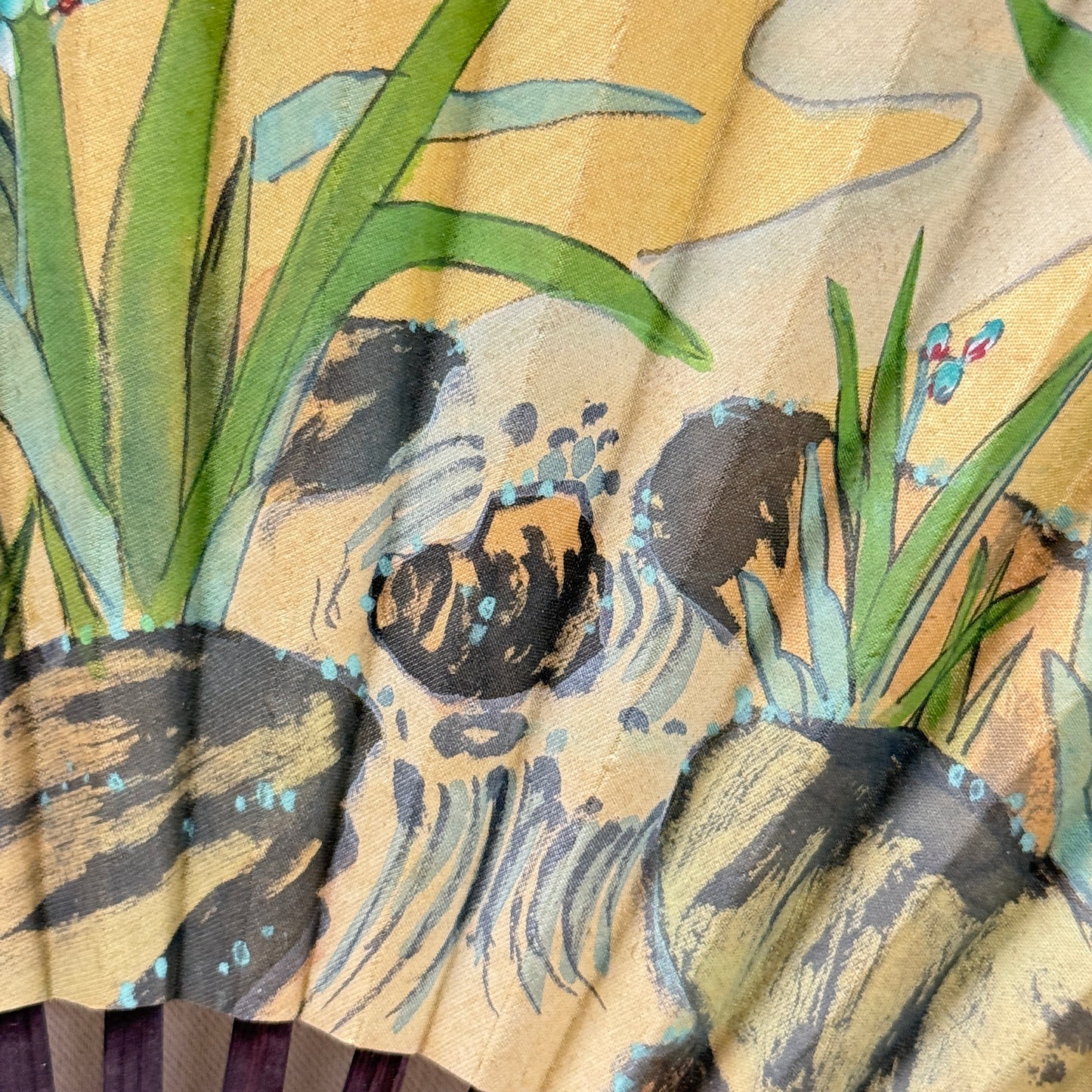 "Garden Stream" Vintage Folding Fan