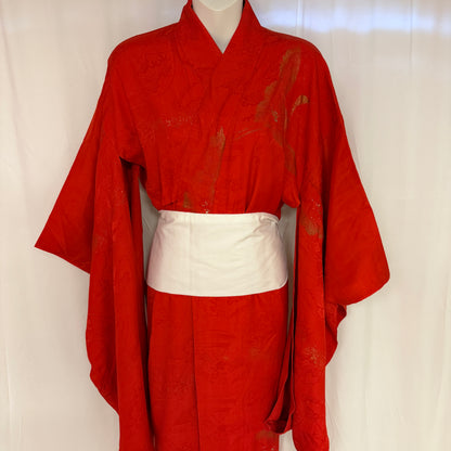 "Red with Crane" Vintage Underkimono