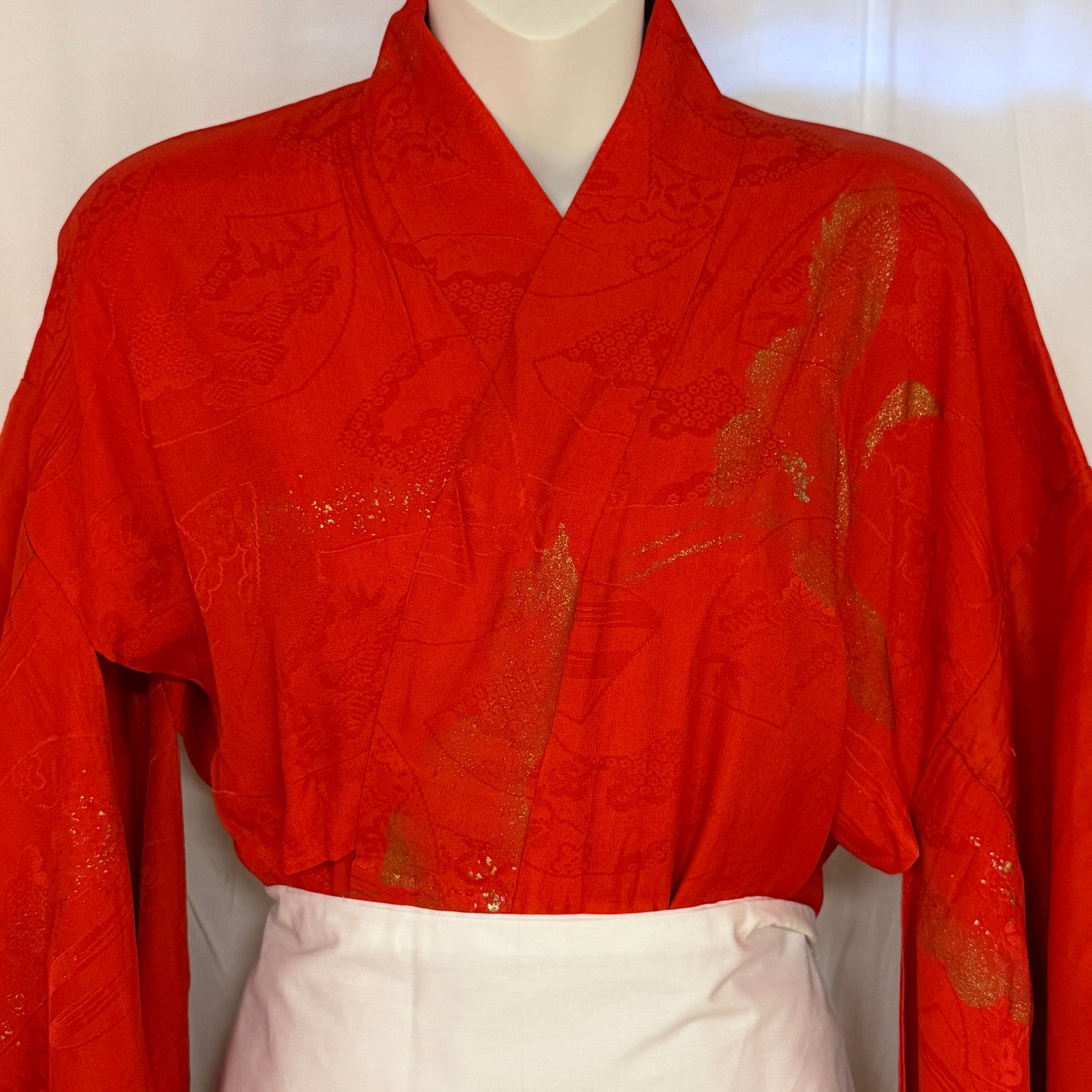 "Red with Crane" Vintage Underkimono