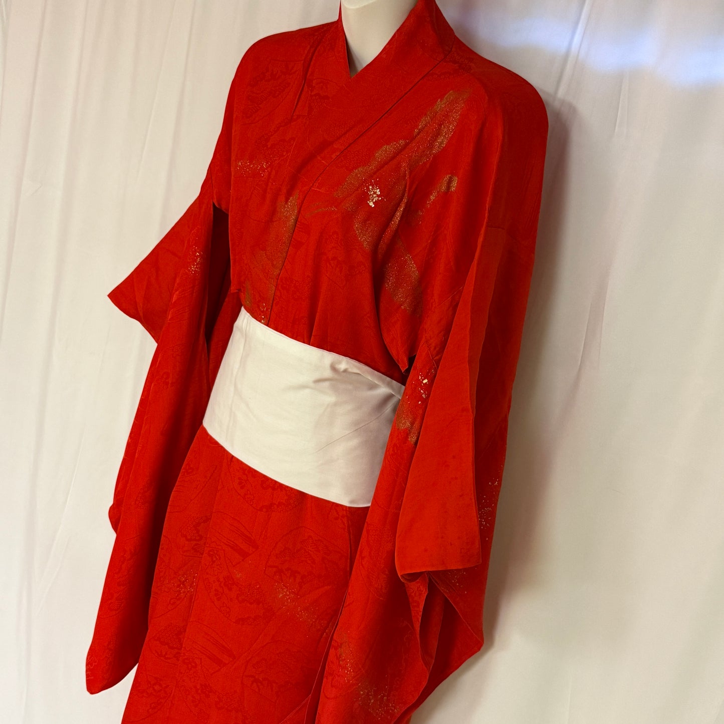 "Red with Crane" Vintage Underkimono