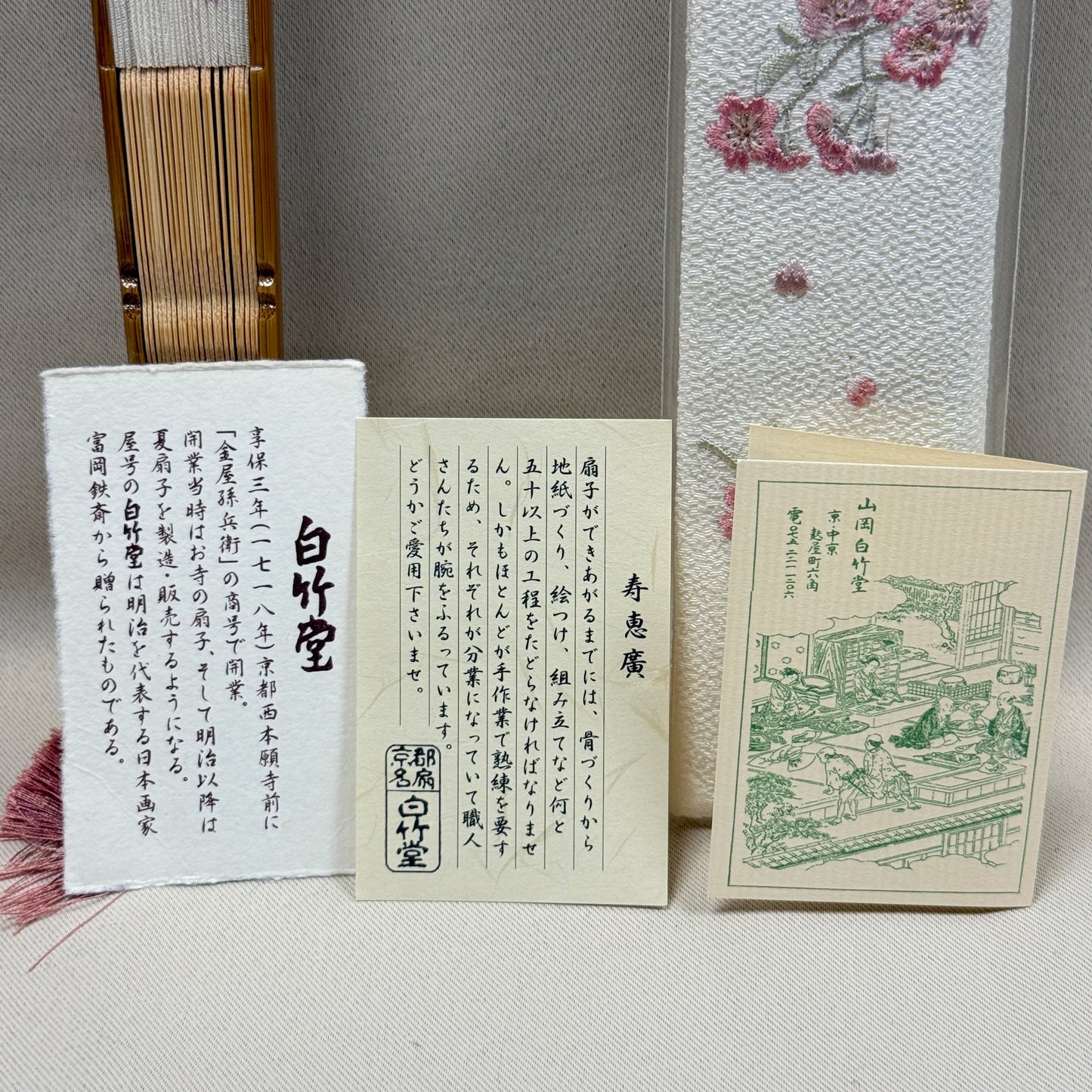 "Spring Embroidery" Vintage Folding Fan