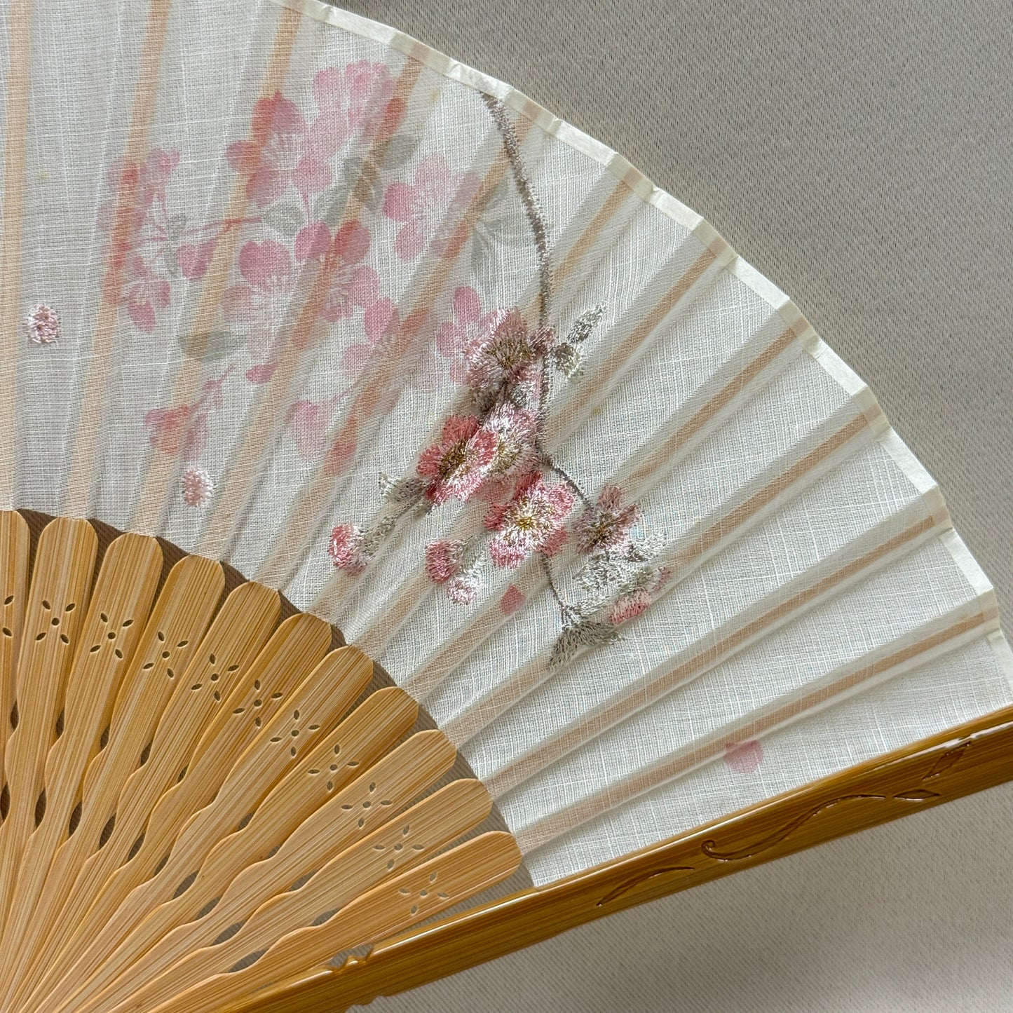 "Spring Embroidery" Vintage Folding Fan