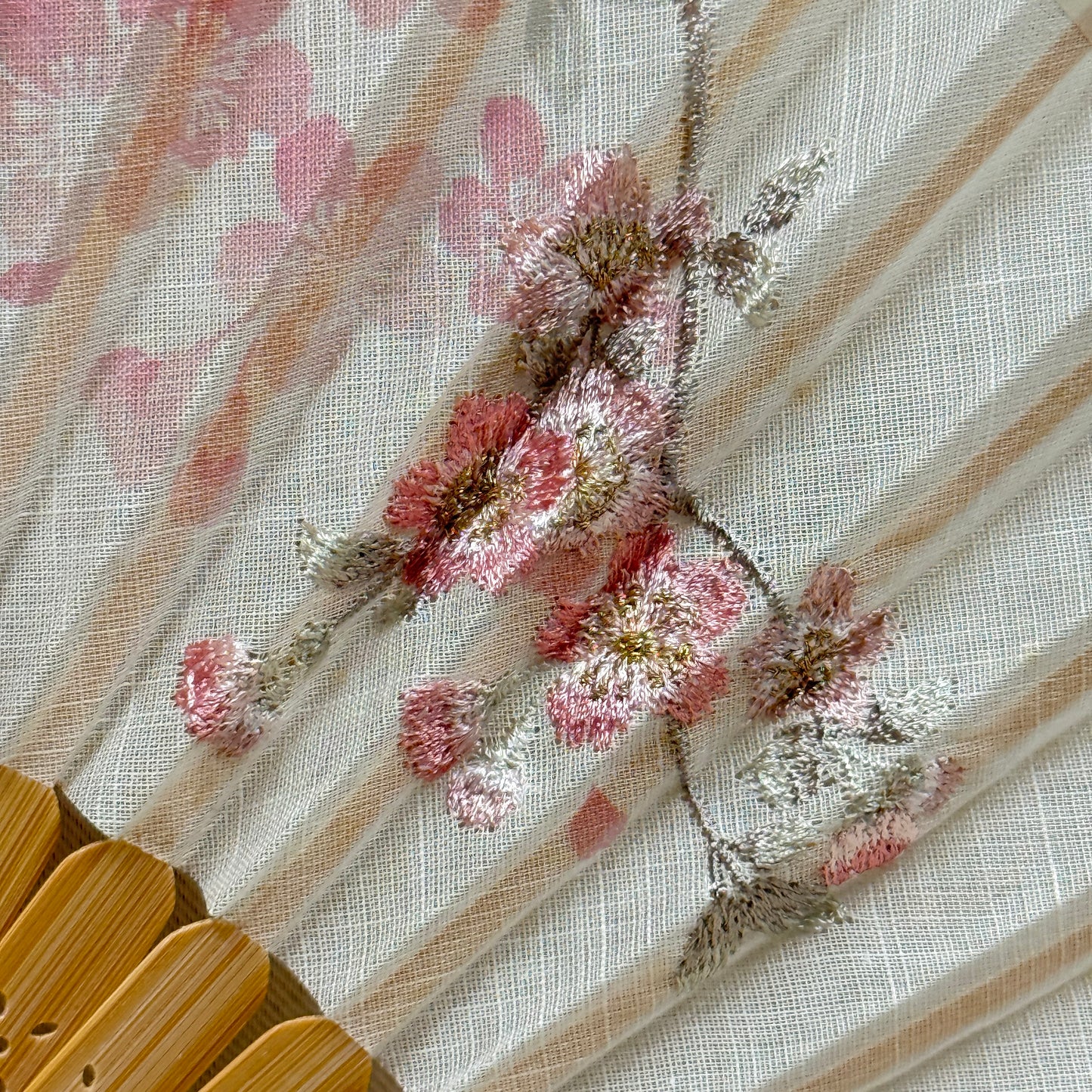 "Spring Embroidery" Vintage Folding Fan
