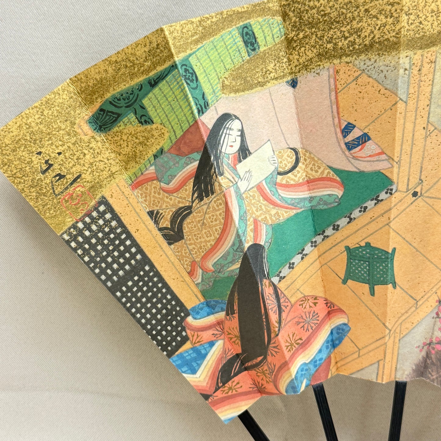 "Tale of Genji #1" Vintage Folding Fan