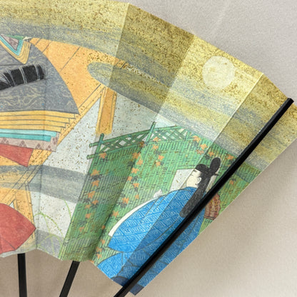 "Tale of Genji #4" Vintage Folding Fan