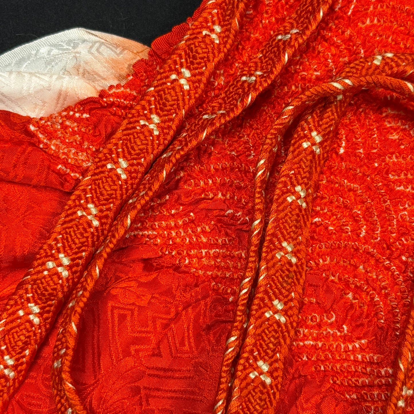 "Orange Seigaiha" Obiage Obijime Set