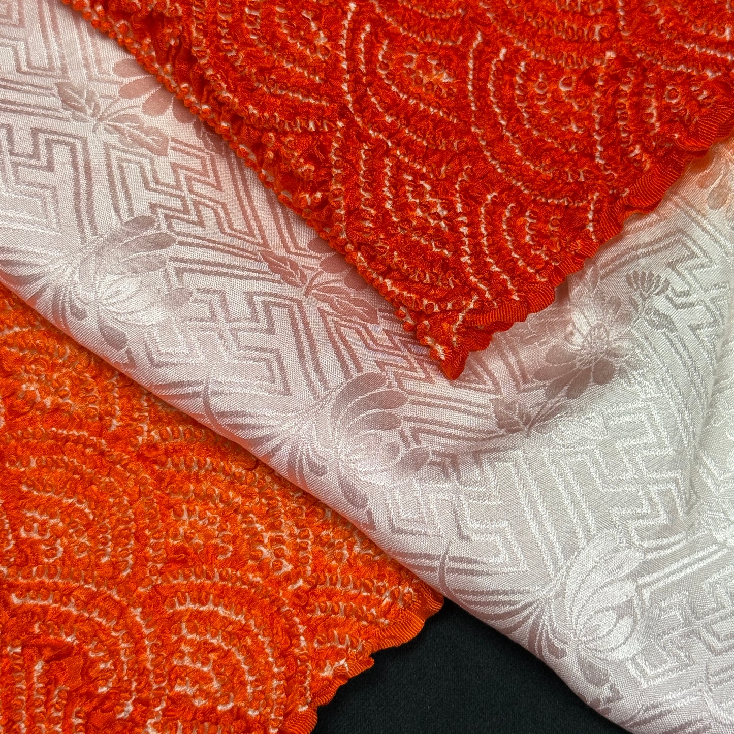 "Orange Seigaiha" Obiage Obijime Set