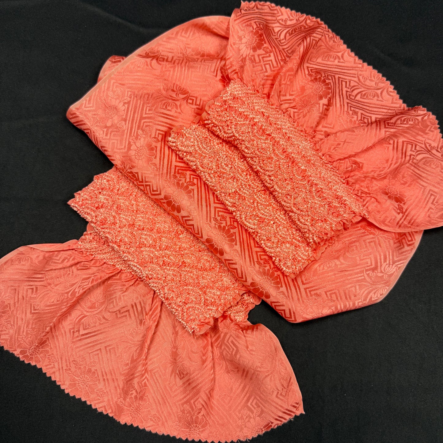 "Pink Seigaiha" Obiage Obijime Set