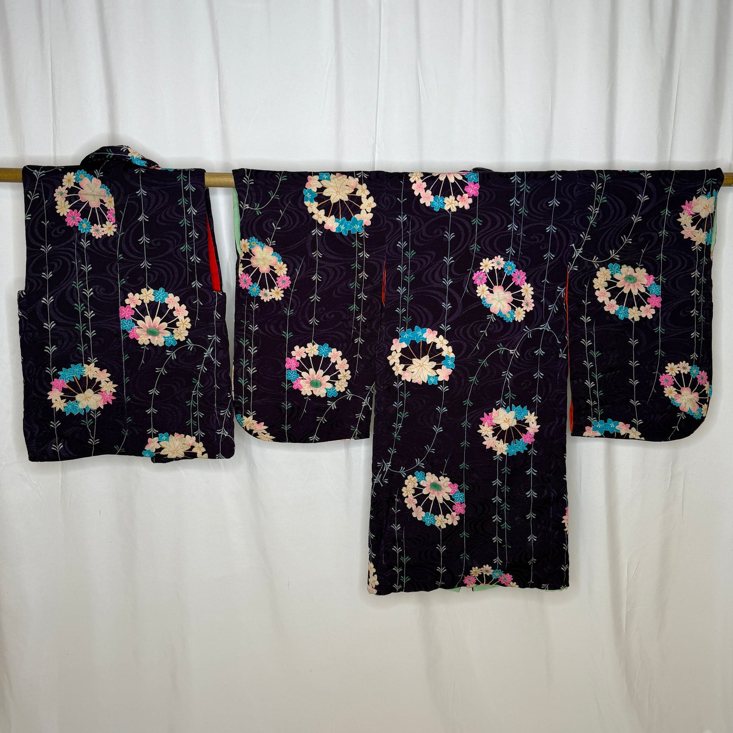 "Blossoms in Harmony" Antique Girl's Kimono & Vest