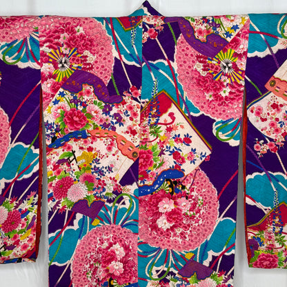 "Festival Fans" Antique Girl's Kimono