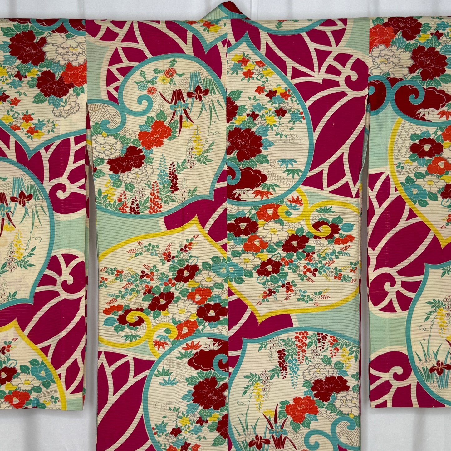 "Hollyhock Garden" Antique Girl's Kimono