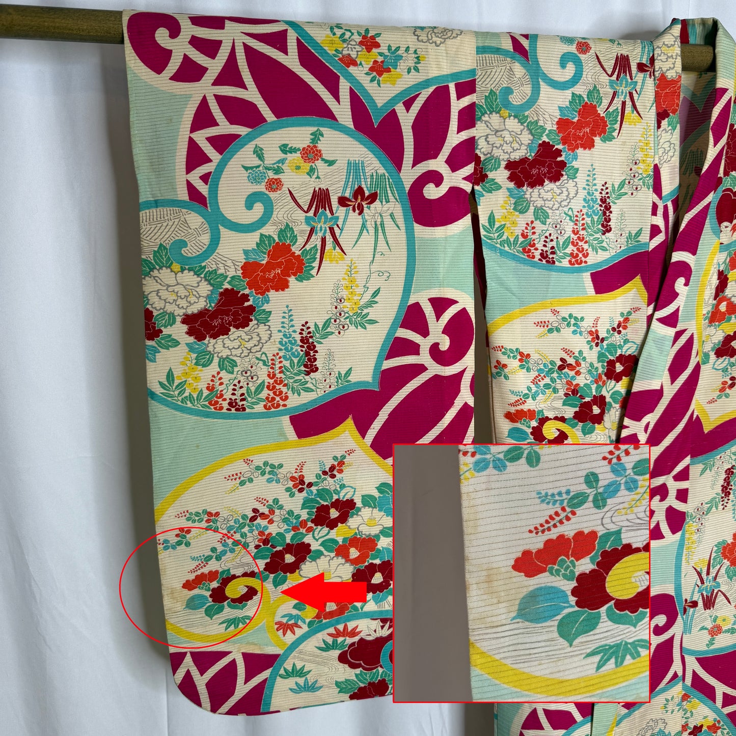 "Hollyhock Garden" Antique Girl's Kimono