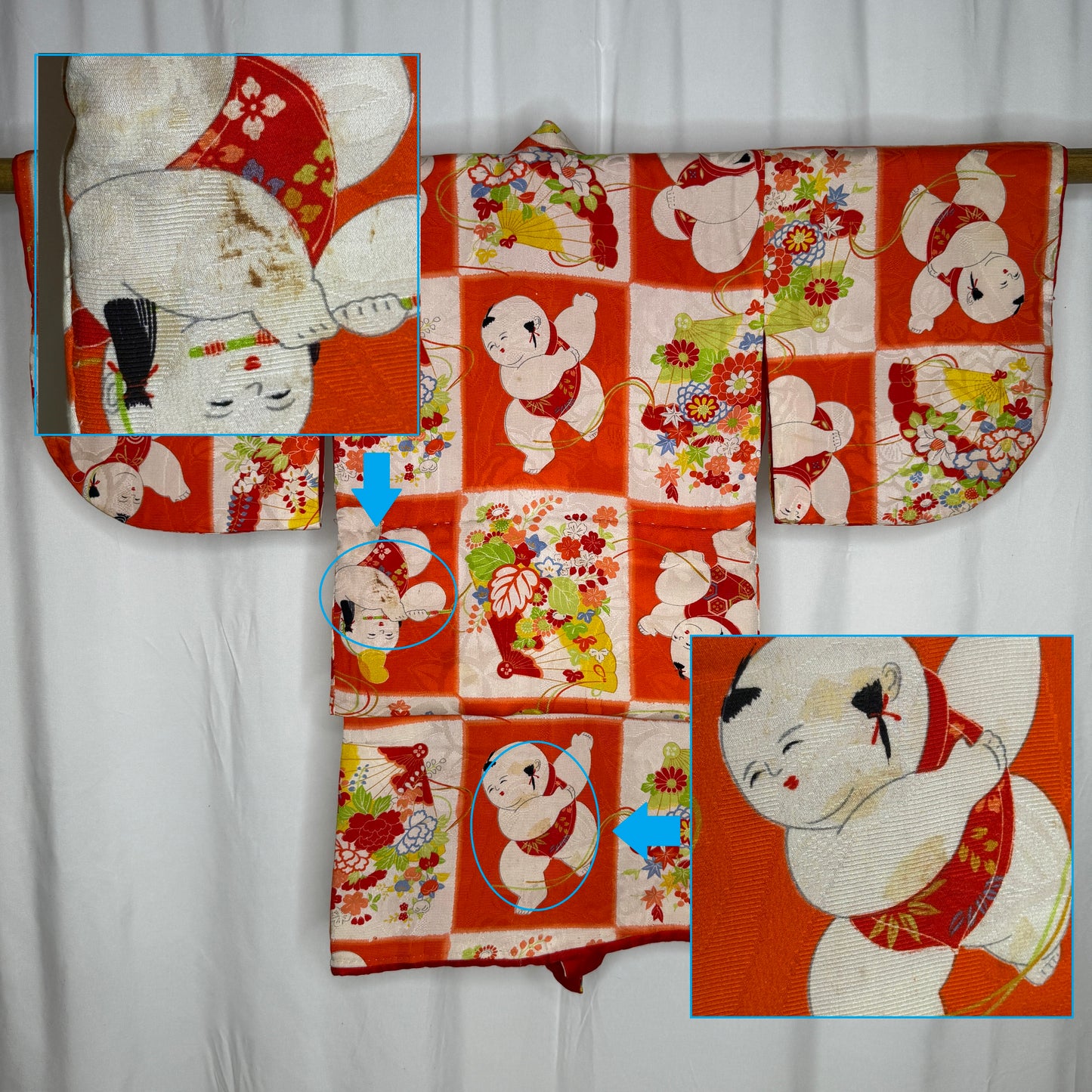 "Checkerboard Ningyo" Vintage Girl's Kimono