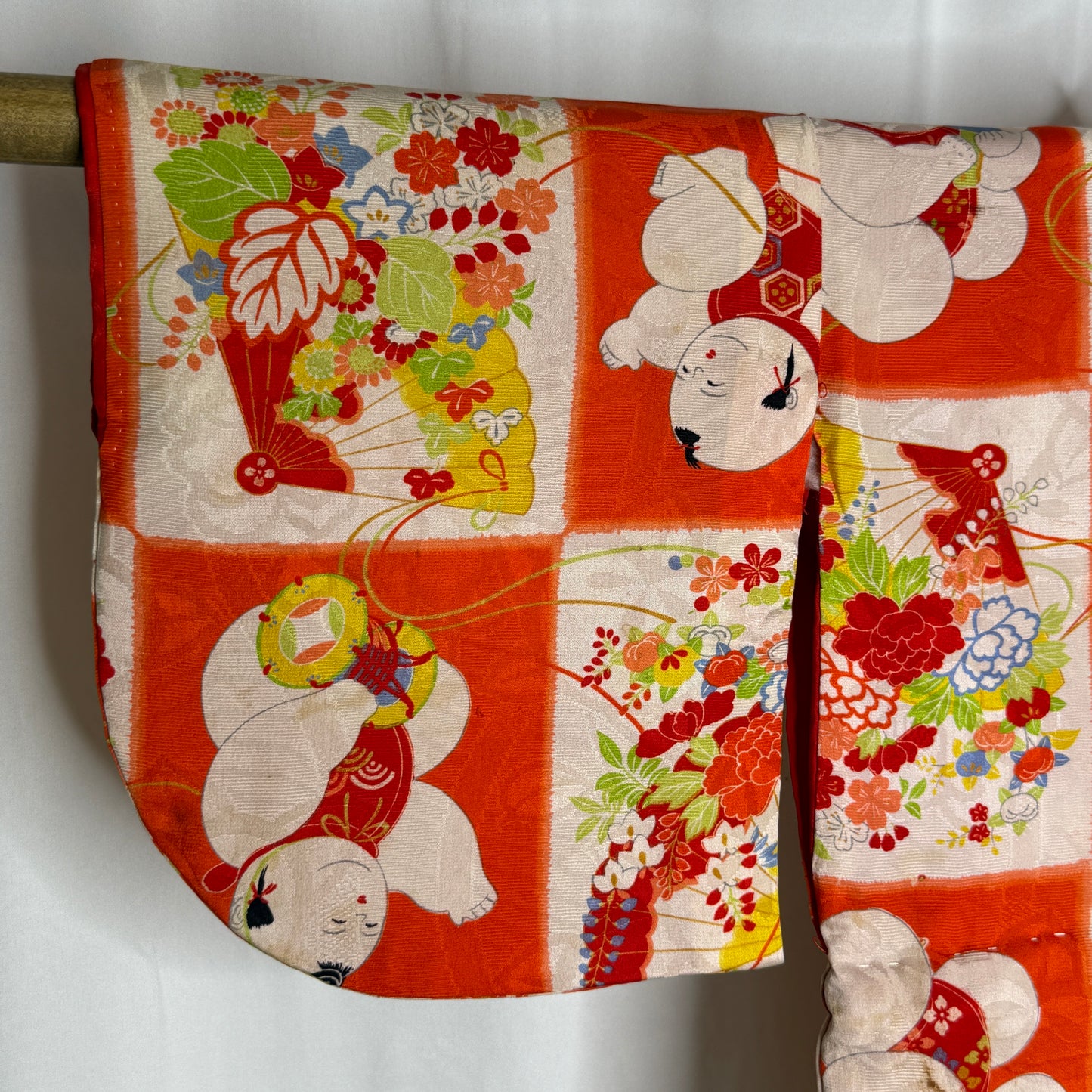 "Checkerboard Ningyo" Vintage Girl's Kimono