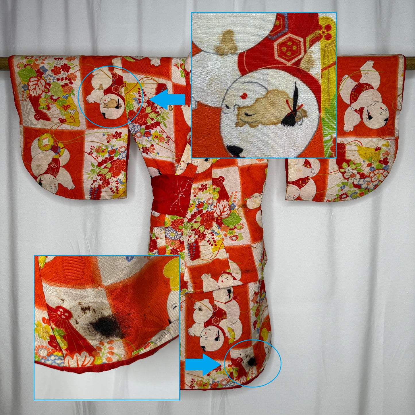"Checkerboard Ningyo" Vintage Girl's Kimono