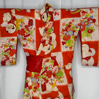 "Checkerboard Ningyo" Vintage Girl's Kimono