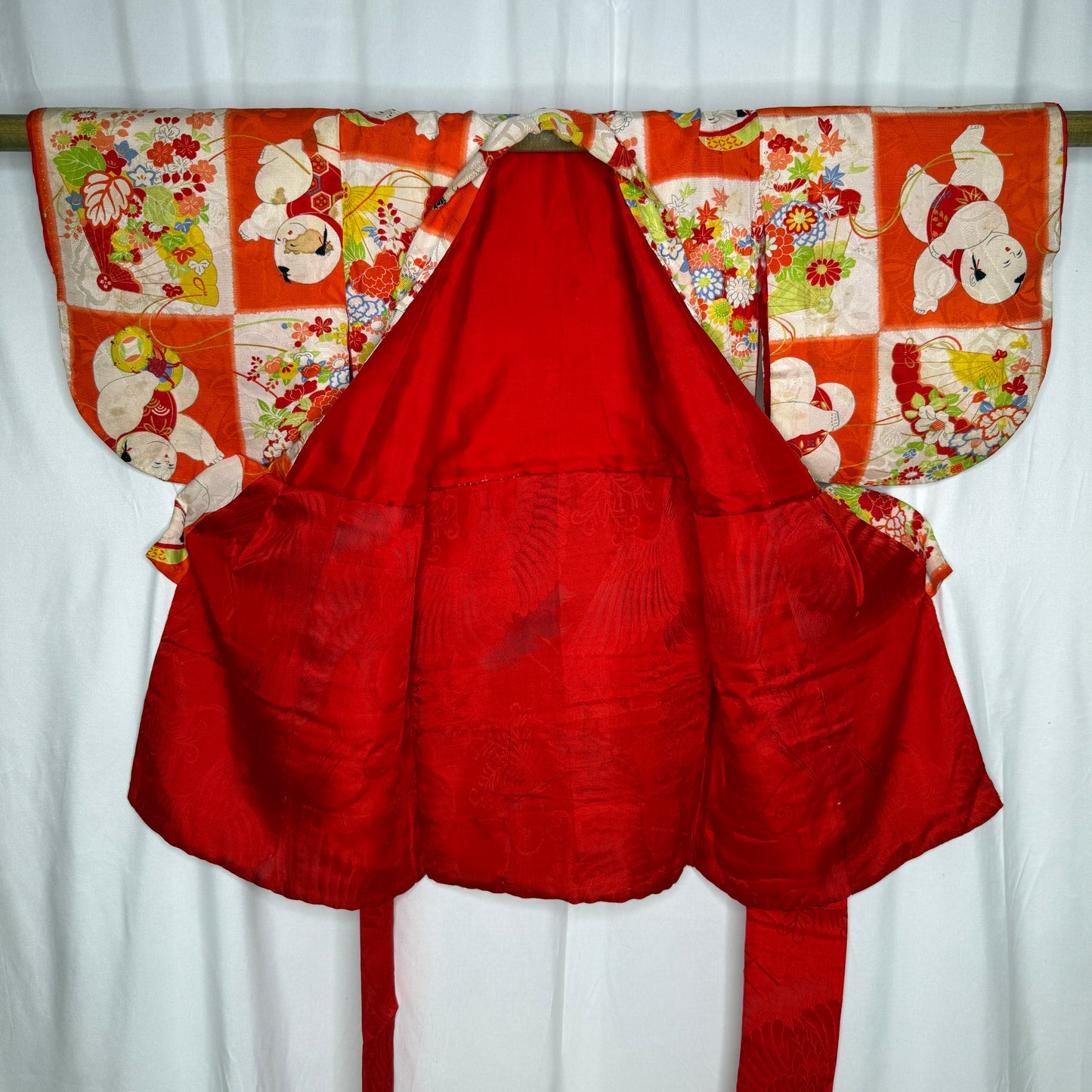 "Checkerboard Ningyo" Vintage Girl's Kimono