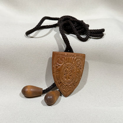 "Carved Shield" Vintage Bolo Tie